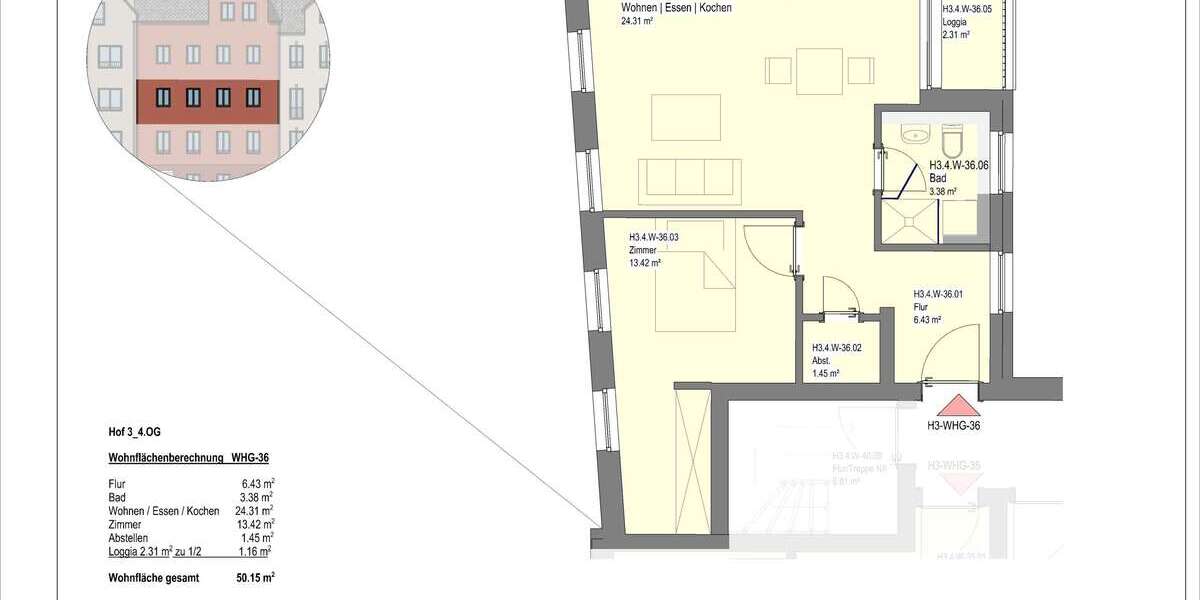 Etagenwohnung Wetzlar - 2 Zimmer, 50 m&sup2;, 900&euro; | Angebot:23750317