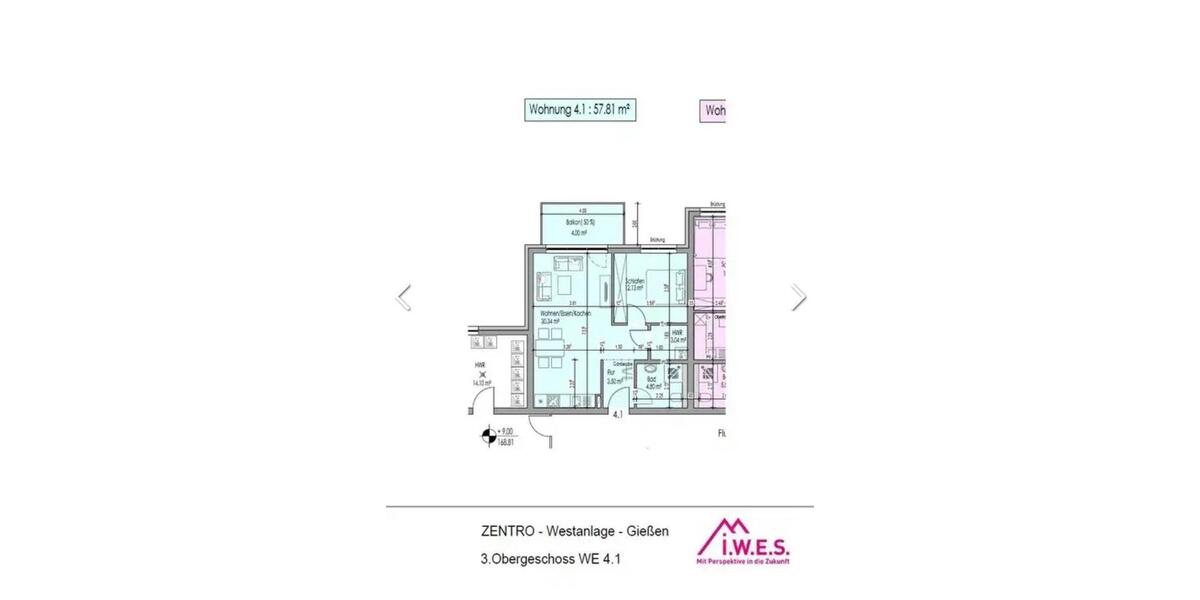 Etagenwohnung Gießen - 2 Zimmer, 58 m&sup2;, 1.000&euro; | Angebot:26293226