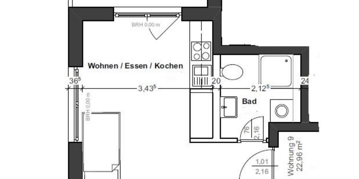 Etagenwohnung Linden - 1 Zimmer, 23 m&sup2;, 460&euro; | Angebot:24980083