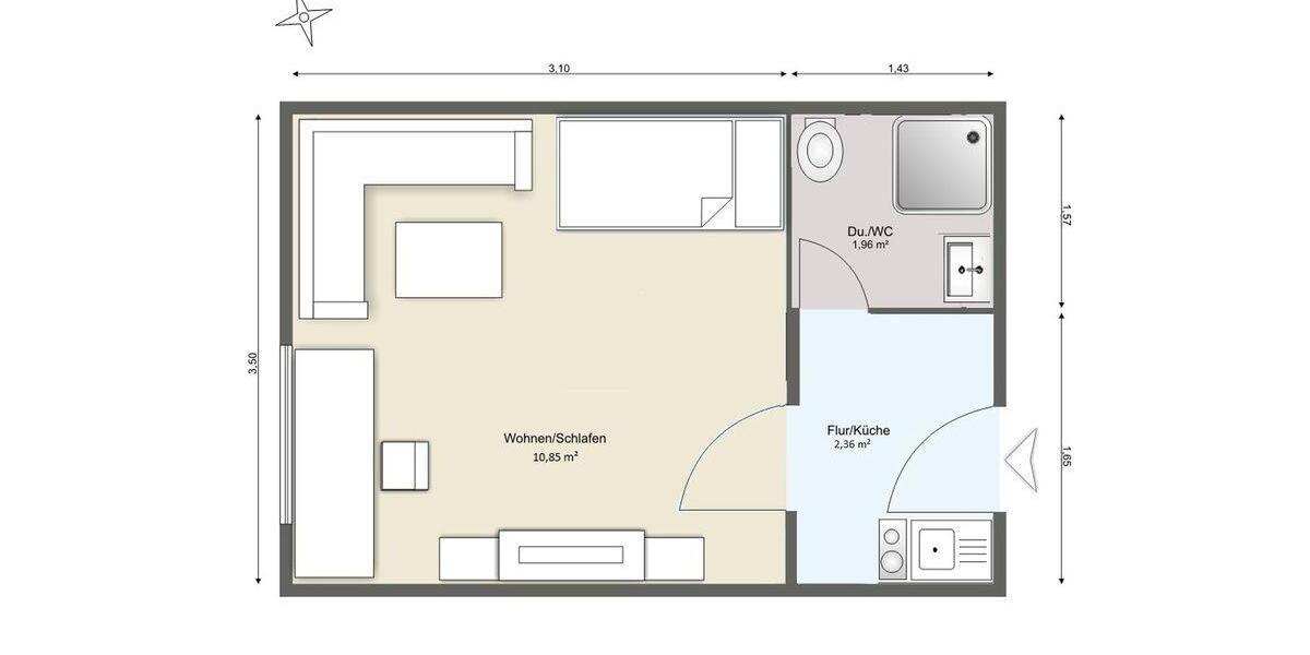 Etagenwohnung Linden - 1 Zimmer, 15 m&sup2;, 69.000&euro; | Angebot:26279436