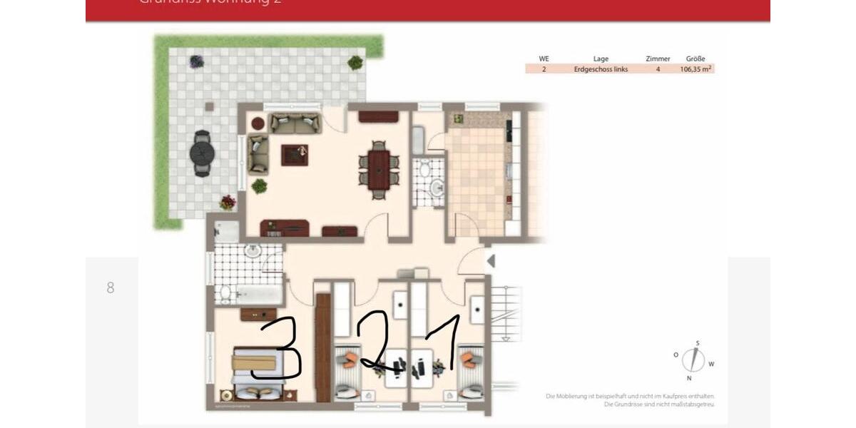 Terrassenwohnung Reiskirchen - 5 Zimmer, 106 m&sup2;, 285.000&euro; | Angebot:26731223