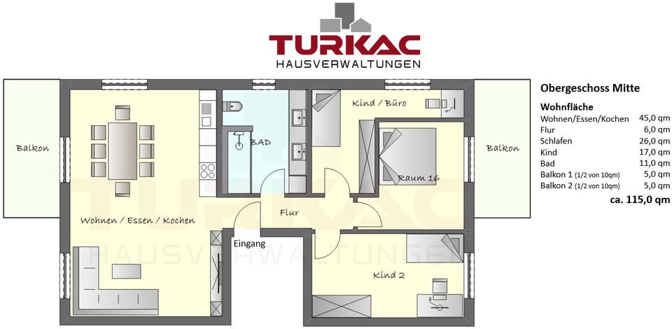 Etagenwohnung Hüttenberg - 4 Zimmer, 115 m&sup2;, 1.590&euro; | Angebot:26196690