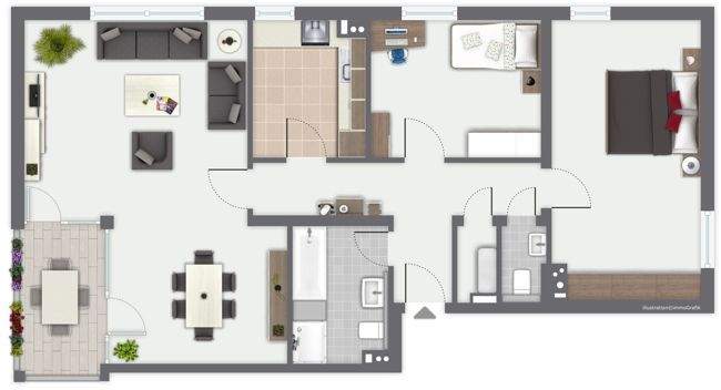 Etagenwohnung Solms Niederbiel - 3 Zimmer, 96 m&sup2;, 800&euro; | Angebot:25662041