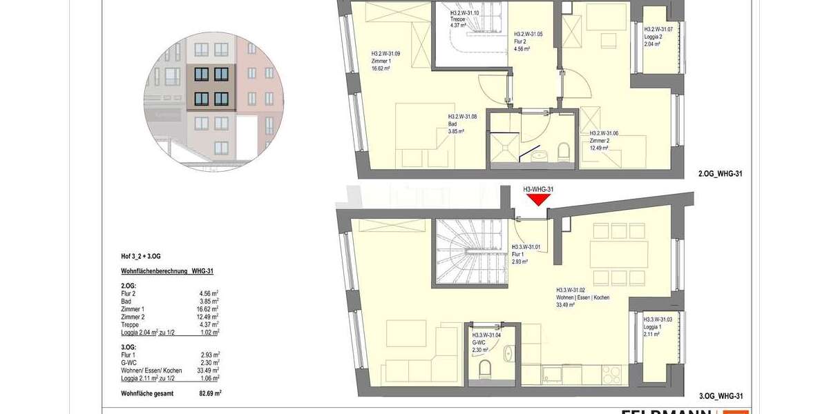 Etagenwohnung Wetzlar - 3 Zimmer, 83 m&sup2;, 1.240&euro; | Angebot:23750328