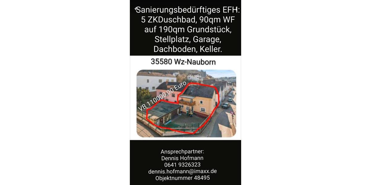 Doppelhaushälfte Wetzlar Nauborn - 4.5 Zimmer, 90 m&sup2;, 100.000&euro; | Angebot:26879313