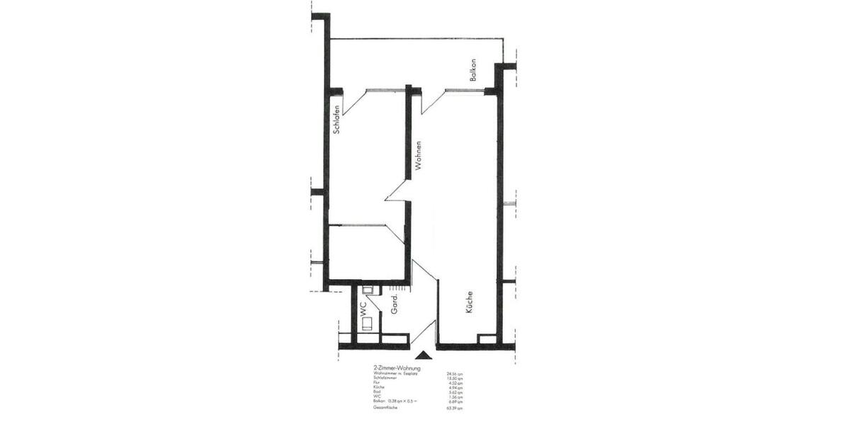 Etagenwohnung Buseck - 2 Zimmer, 63 m&sup2;, 750&euro; | Angebot:26512211